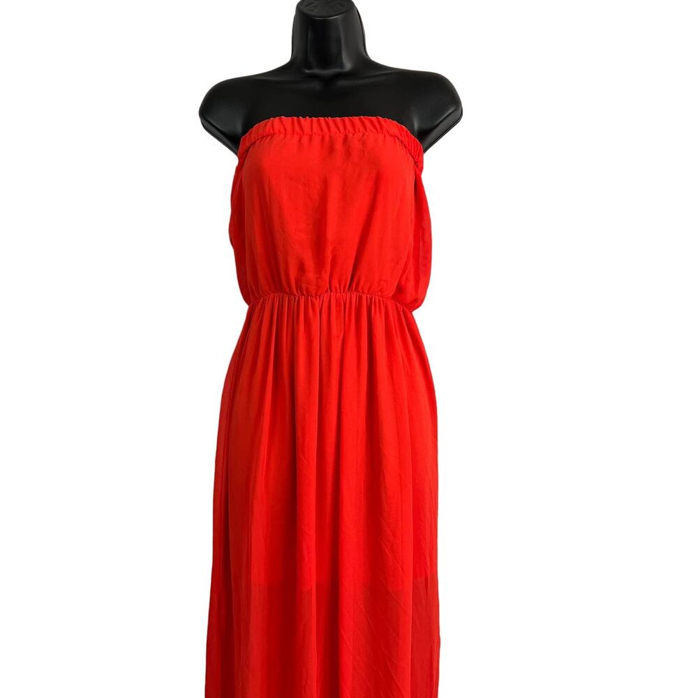 Topshop Strapless Maxi Dress Orange Red - 0